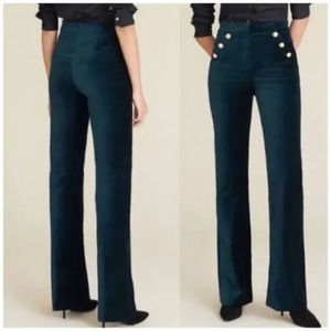 Maison D’Amelie Paris Velvet Green Pants Gold Button Pocket Detail Size 4